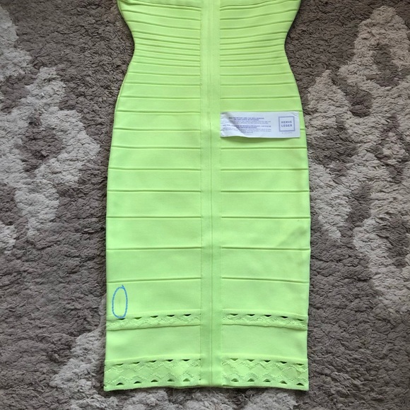Herve Leger Neon Yellow Delfine Bodycon Dress S - Picture 4 of 8